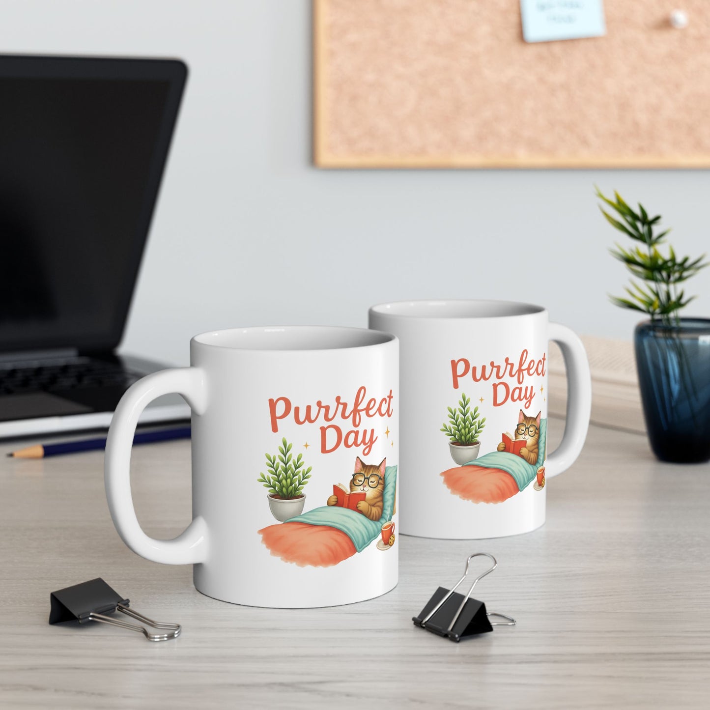 Purrfect Day – Cozy Cat Reading Adorable Coffee Mug (11oz & 15oz)