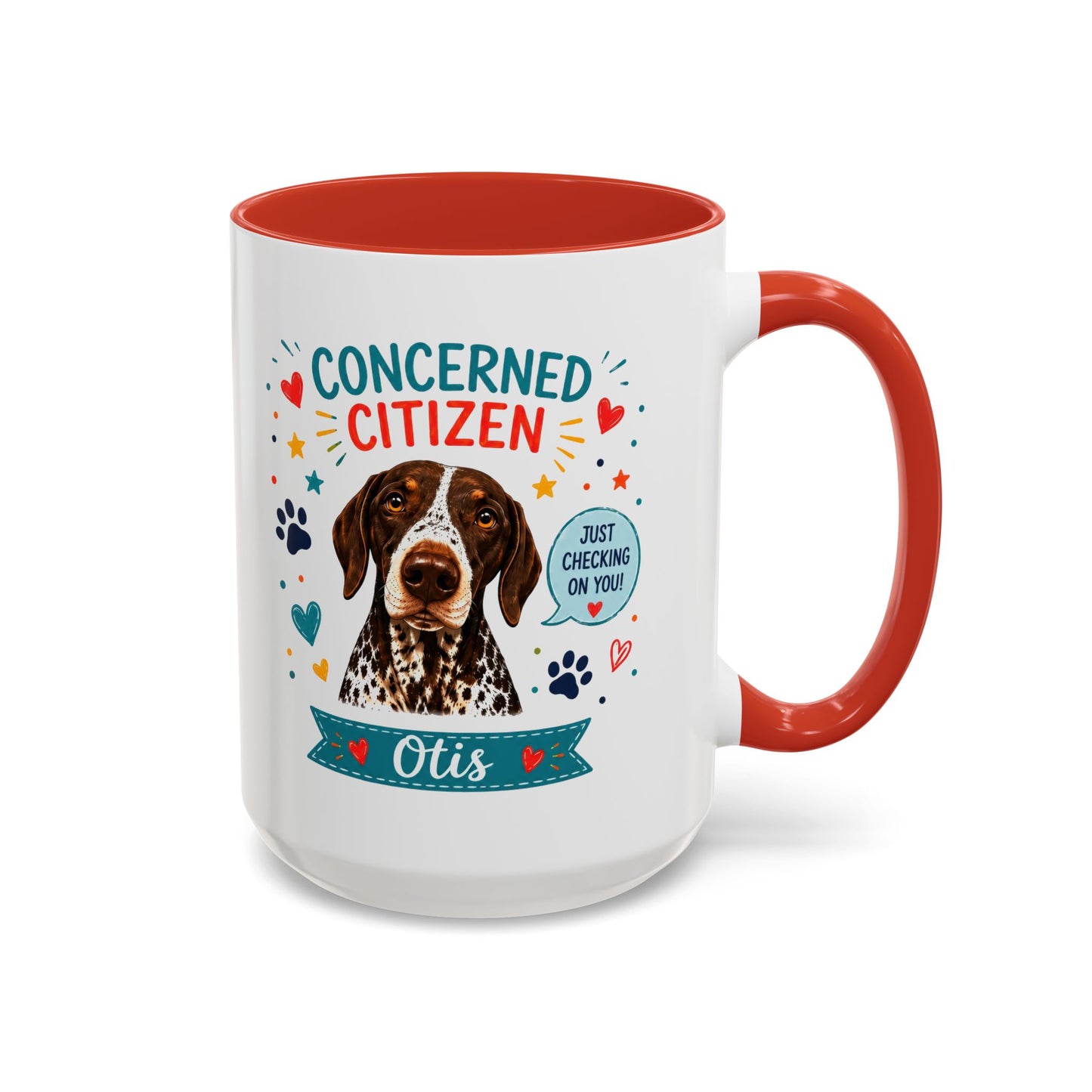 Personalized Dog Mug "Concerned Citizen" | Custom Pet Color Accent Mug with Dog Photo & Name | Funny Dog Lover Gift