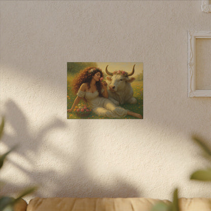Beauty and the Bull: Art Nouveau Taurus Goddess Wall Art
