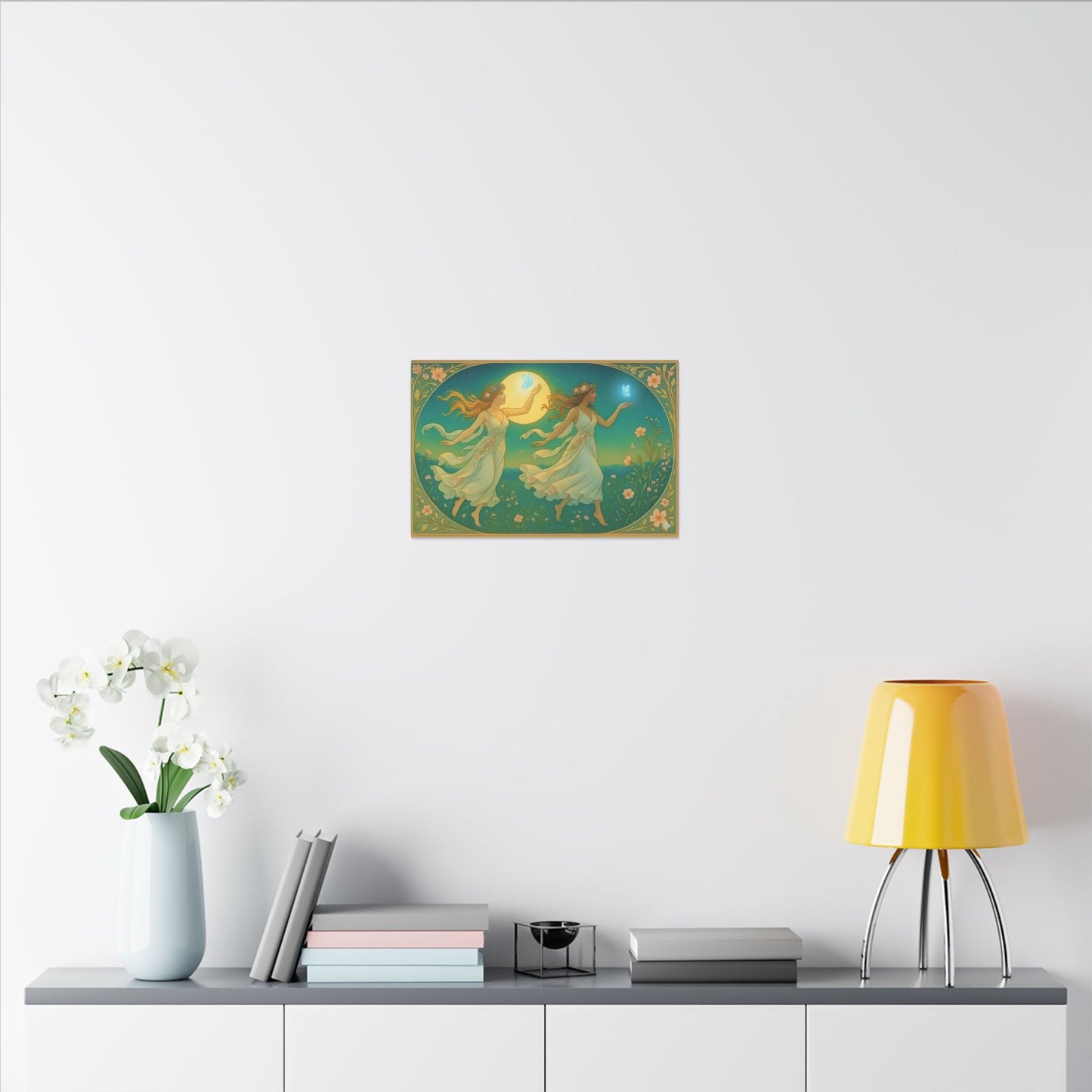 Gemini Zodiac Wall Art, Art Nouveau Gemini Canvas Print, Astrology Home Decor, Gemini Gift for Her, Celestial Twins Painting, Star Sign Wall Decor