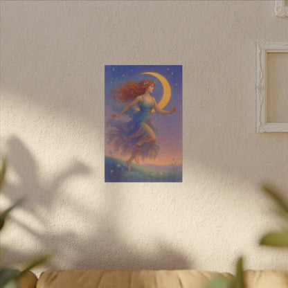 Free Spirit of the Moon – Celestial Goddess Wall Art (Art Nouveau inspired)
