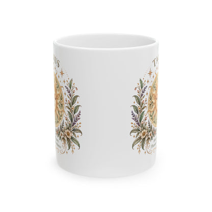 Boho Celestial Taurus Zodiac Mug Sun Floral Astrology Coffee Mug
