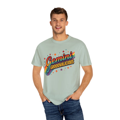 Gemini Groovalicious - Retro Disco Rainbow Zodiac Tee - Enchanted Sky