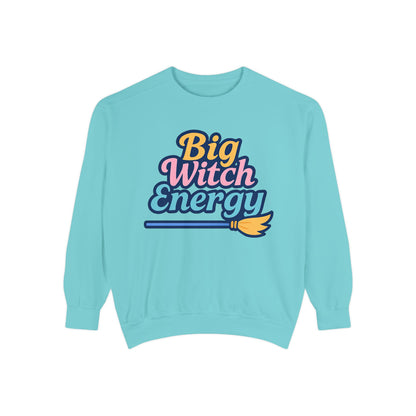 Big Witch Energy Sweatshirt – Colorful Pastel Broom Pullover