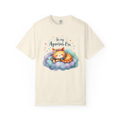 In My Aquarius Era Tee – Colorful Zodiac Cat Shirt