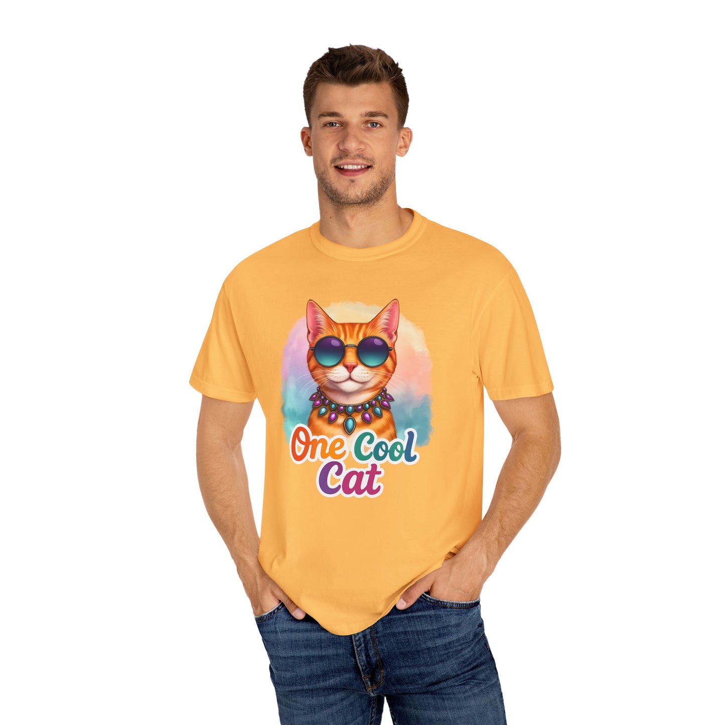 One Cool Cat  -  Funny Retro Groovy Cat Lover Tee